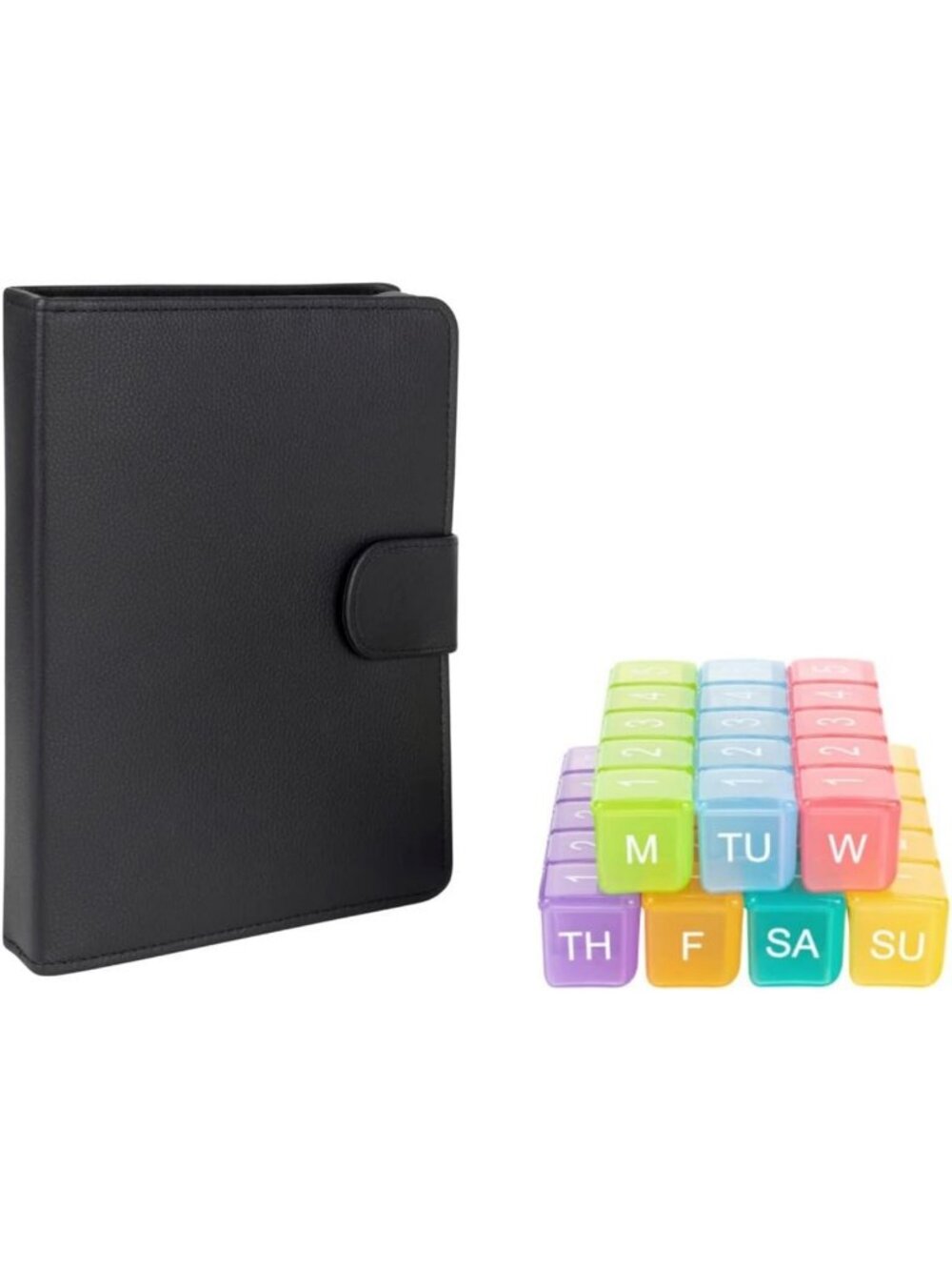 7-Day Large Weekly Pill Organizer with Discreet Case - Colorful Vitamin